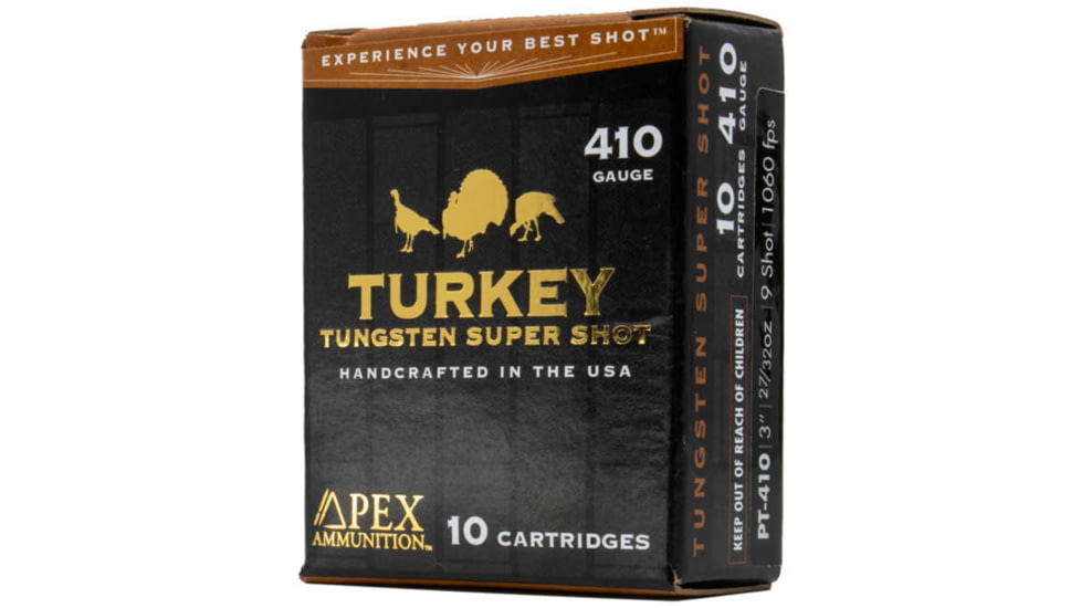 Apex Ammunition Turkey TSS 410 Gauge 27/32 oz 3in Shotgun Ammo, #9, 10 Rounds, PT410-95