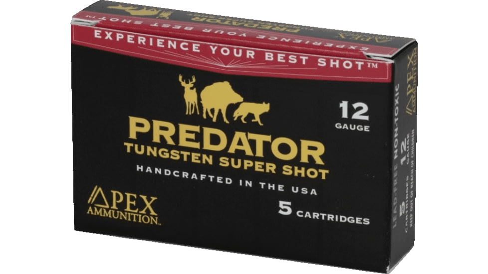 Apex Ammunition Predator TSS 12 Gauge 2 1/2 oz 3 1/2in 2 Shot Shotgun Ammo, 5 Rounds, PK35-2