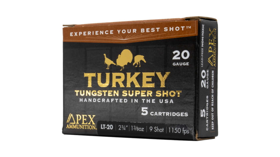 Apex Ammunition Turkey TSS 20 Gauge 1 3/8 oz 2 3/4in 9 Shot Shotgun Ammo, 5 Rounds, LT20-9