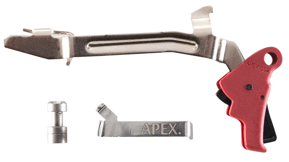 Apex Tactical Specialties Glock Gen 3-4 Polymer Action Enhancement Pistol Trigger Kit, Glock Gen 3-4 17/19/22-27/31/32/33/34/35, Drop-In, Red, 102P155