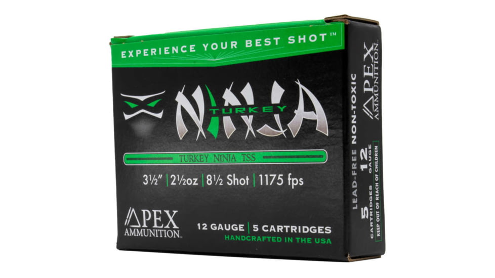 Apex Ammunition Turkey Ninja TSS 12 Gauge 2 1/2 oz 3 1/2in 8.5 Shot Shotgun Ammo, 5 Rounds, NINJA35