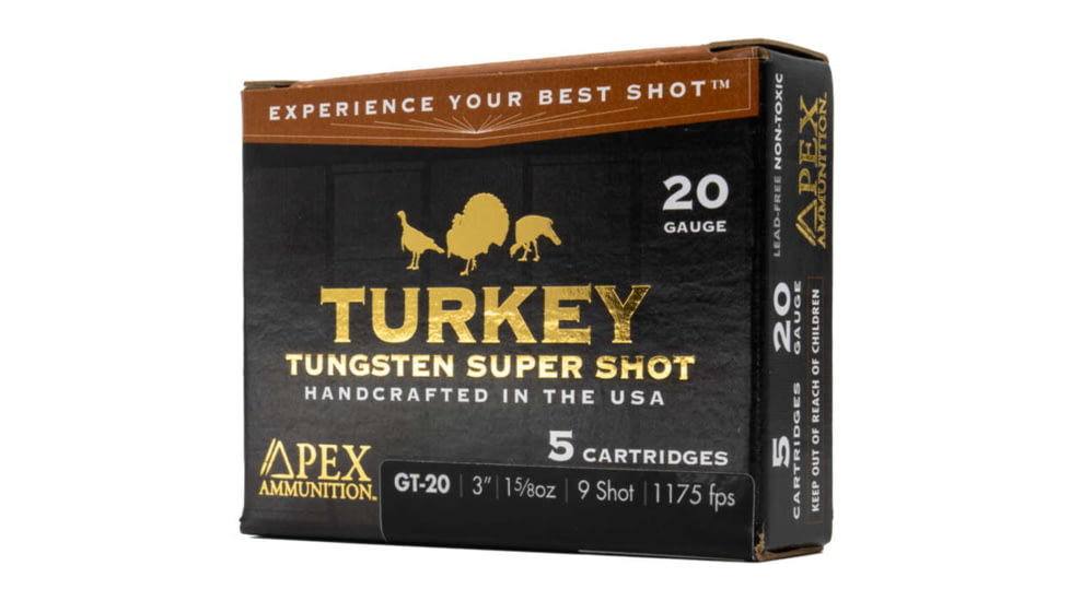 Apex Ammunition Turkey TSS 20 Gauge 1 5/8 oz 3in 9 Shot Shotgun Ammo, 5 Rounds, GT20-9
