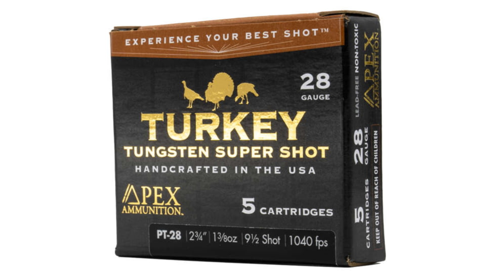 Apex Ammunition Turkey TSS 28 Gauge 1 3/8 oz 2 3/4in 9 Shot Shotgun Ammo, 5 Rounds, PT28-9