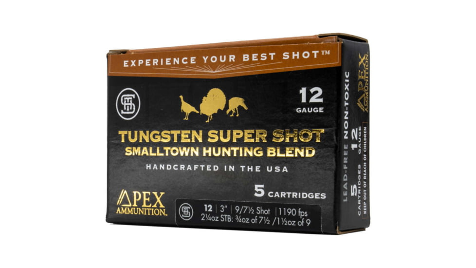 Apex Ammunition Turkey TSS Smalltown Hunting Blend 12 Gauge 2 1/4 oz 3in 7.5/9 Shot Shotgun Ammo, 5 Rounds, STH-3