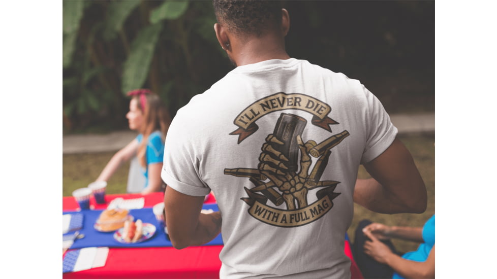 Apliiq NEVER DIE WITH A FULL MAG T-SHIRT, Cardinal, l, APQ-5234936S8A1