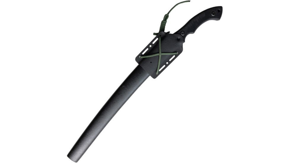 APOC by Dragon King Sirupate Kukri Sword, 21.5in Overall, 15.25in Black Oxide Coated Spring Steel Blade, Black G10 Handle, Black Synthetic Belt Sheath, SD35690