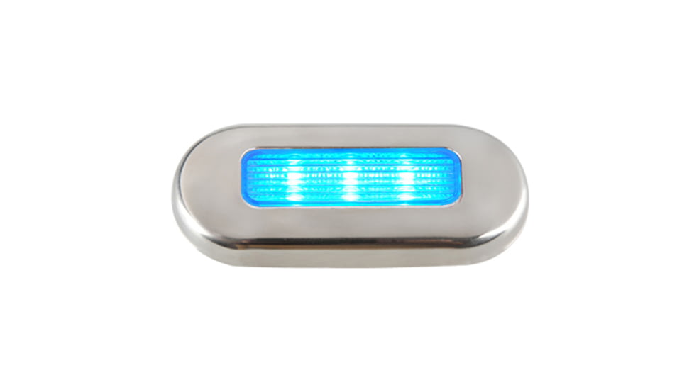 Aqua Signal Cordoba LED Oblong Oval Courtesy Light - 12V - Blue w/Stainless Steel Housing 78482