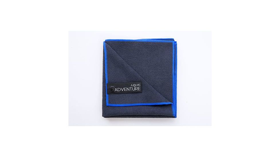 Aquis Adventure Towel, 15x29, Black/Blue, Black/Blue, 80% Polyester 20% Nylon, AQIS-18254
