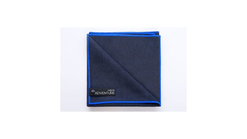 Aquis Adventure Towel, 19x39, Black/Blue, Black/Blue, 80% Polyester 20% Nylon, AQIS-18278