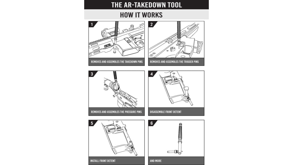 AR TakeDown Tool Full Punch Set with the AR-TT, 6.3in, Brass, Black, AR-TTBK1