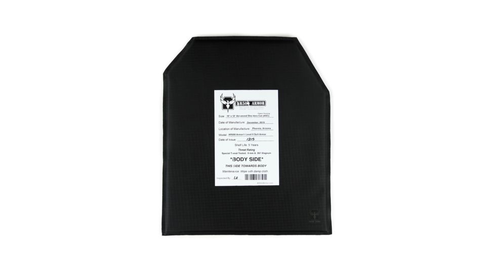 AR500 Armor Level II Rimelig 10x12 Advanced Shooters Cut Soft Body Armor Plate, Black 210X12R