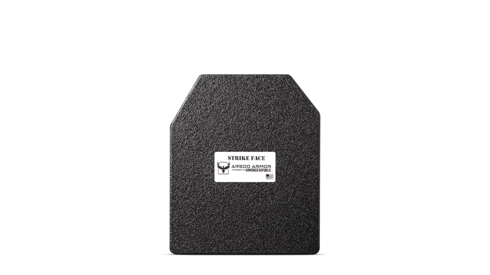 AR500 Armor Level III 10x12 ASC Left Handed Flat Body Armor Plate, Base PAXCON Coating, Black, 9408