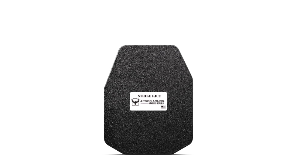 AR500 Armor Level III+ 10x12 Lightweight ASC Left Handed Flat Body Armor Plate, Build-Up PAXCON Coating, Black, 9422