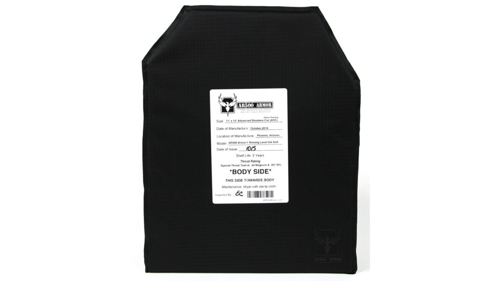 AR500 Armor Level IIIA 11x14 Rimelig ASC Soft Body Armor Plate, Black 3A11X14R