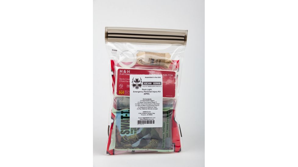 AR500 Armor Pack Light EPIK - Emergency Personal Injury Kit, Black/Clear PLIGHT