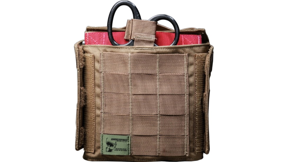 AR500 Armor Quick Detachment and Deployable IFAK Pouch w/ Medical kit, Coyote, 9672