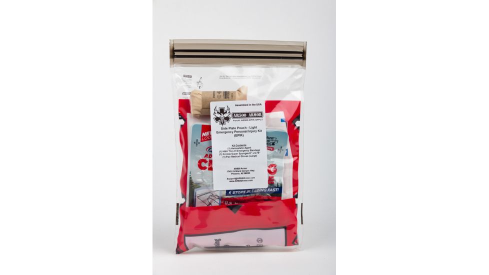 AR500 Armor Side Plate Pouch EPIK - Emergency Personal Injury Kit, Light, Black/Clear SPLATELGT