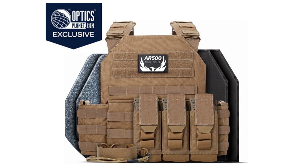 USED AR500 Armor Testudo Lite Plate Carrier Bundle, Coyote, 11468, EDEMO1