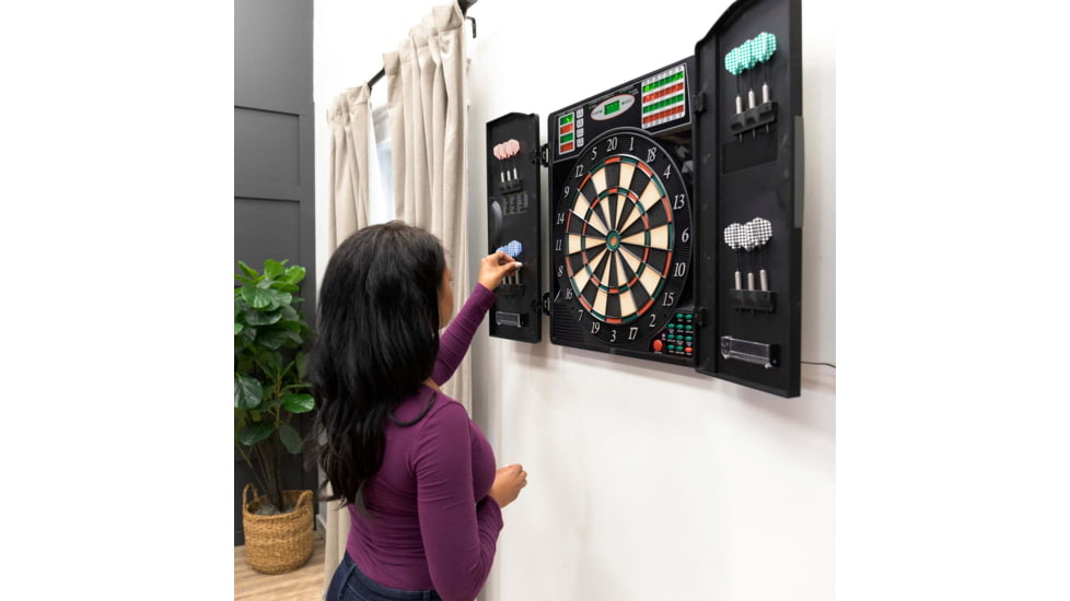 Arachnid Titanium 5400 Electronic Dartboard With Integrated Cabinet, Black, EDBM680