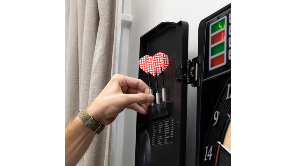 Arachnid Titanium 5400 Electronic Dartboard With Integrated Cabinet, Black, EDBM680