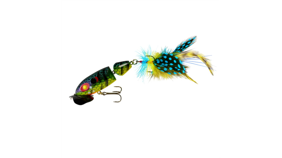 Arbogast Jointed Jitterbug 2.0, 2 1/2in, 3/8oz, 6 Feather Treble, Blue Kill, G621-537