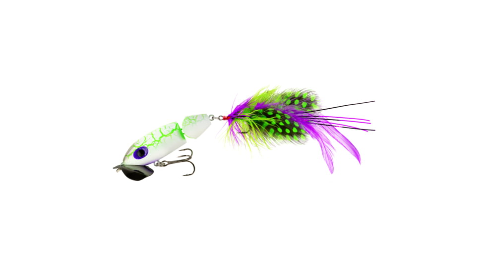 Arbogast Jointed Jitterbug 2.0, 2 1/2in, 3/8oz, 6 Feather Treble, White Zombie, G621-536