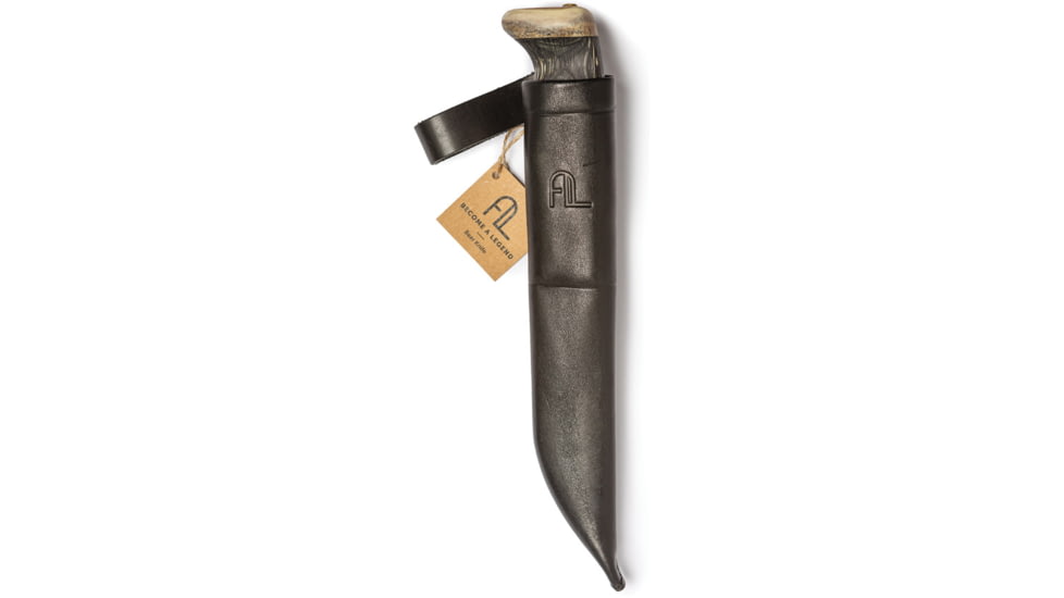 Arctic Legend Bear Black Birch Natural Fixed Blade Knife, 10.75in Overall, 5.75in Natural Finish Carbon Steel Blade, Black Birch Wood Handle, Black Leather Belt Sheath, AL-897