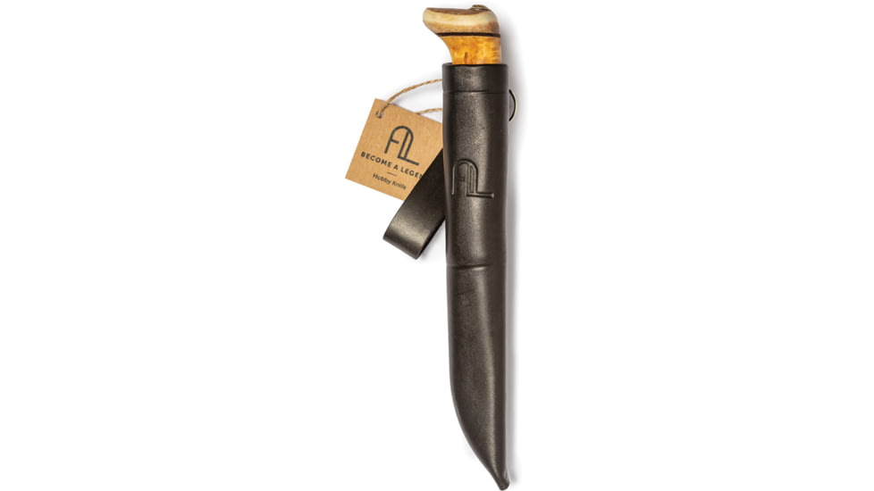 Arctic Legend Hobby Curly Birch Satin Fixed Blade Knife, 8.25in Overall, 3.75in Satin Stainless Steel Blade, Curly Birch Handle, Black Leather Belt Sheath, AL-903