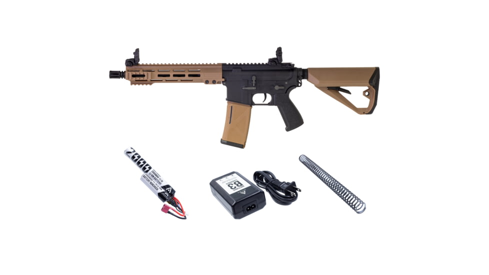 Arcturus LWT MK-I CQB 10in AEG SPORT Starter Pack ARC SE Airsoft Gun, Black/Tan, AT-ST01-CQ-SE-BT-PK
