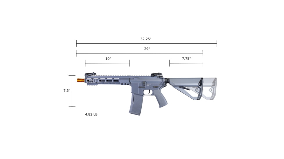 Arcturus LWT MK-I CQB 10in AEG SPORT Starter Pack ARC SE Airsoft Gun, Grey, AT-ST01-CQ-SE-GY-PK