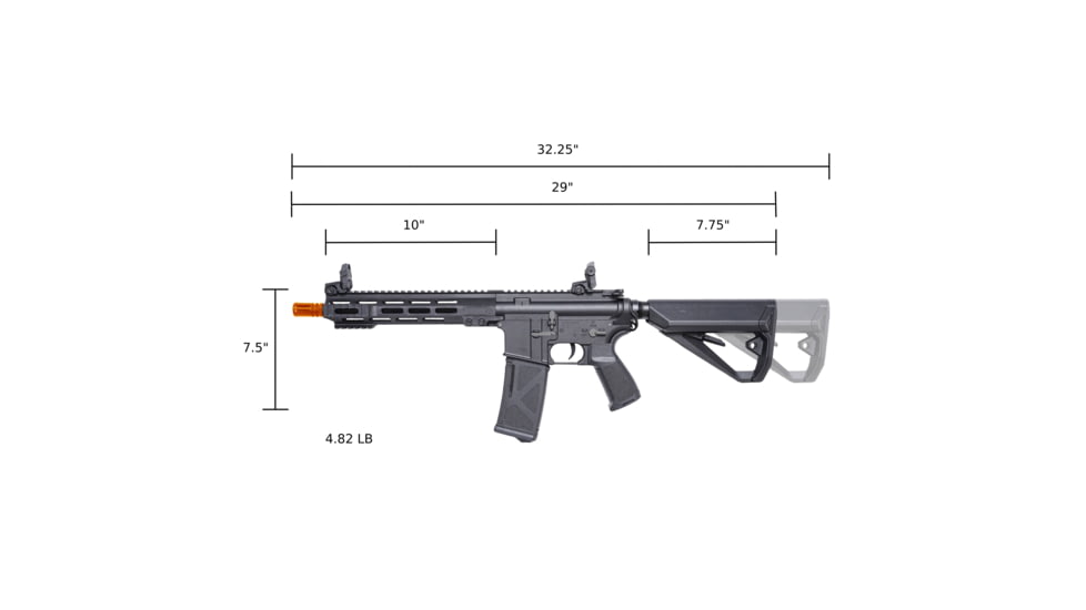 Arcturus Sport Series ARC SE LWT MK-I CQB 10in AEG Airsoft Gun, Black, AT-ST01-CQ-SE-BK