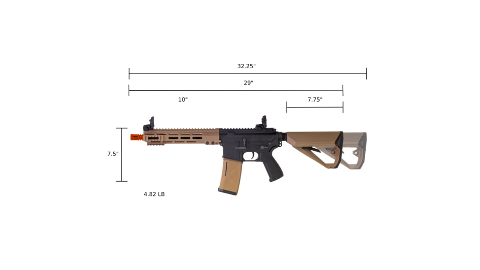 Arcturus Sport Series ARC SE LWT MK-I CQB 10in AEG Airsoft Gun, Black/Tan, AT-ST01-CQ-SE-BT