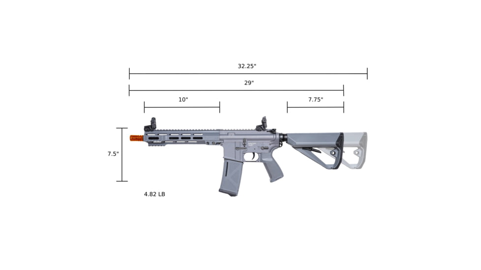 Arcturus Sport Series ARC SE LWT MK-I CQB 10in AEG Airsoft Gun, Grey, AT-ST01-CQ-SE-GY