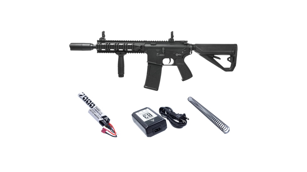 Arcturus LWT MK-II CQB 10in AEG SPORT Starter Pack ARC SE Airsoft Gun, Black, AT-ST02-CQ-SE-BK-PK