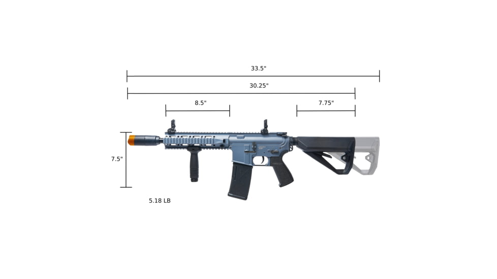 Arcturus LWT MK-II CQB 10in AEG SPORT Starter Pack ARC SE Airsoft Gun, Grey, AT-ST02-CQ-SE-GY-PK