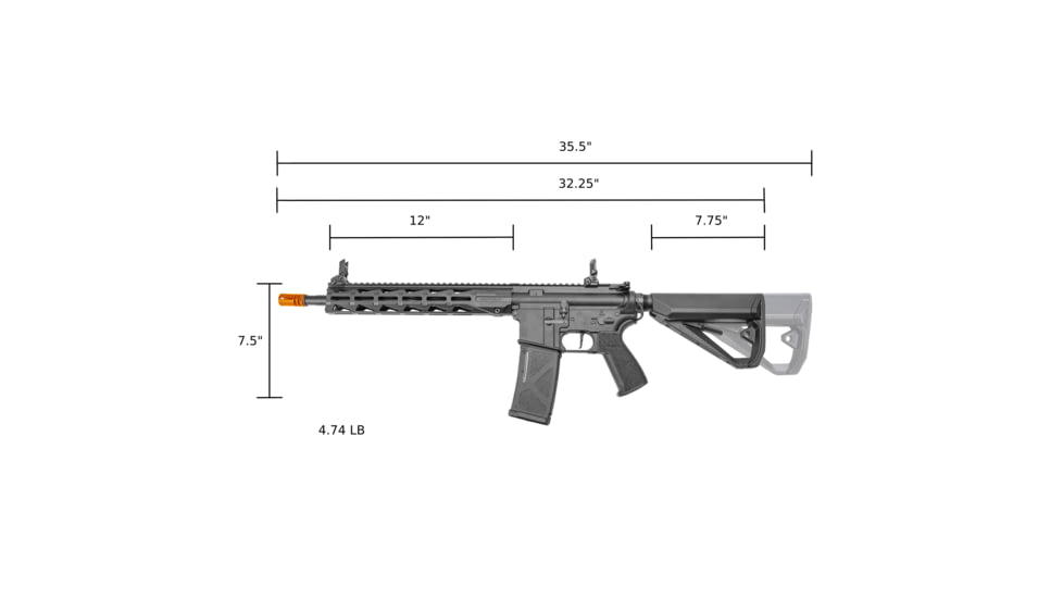 Arcturus LWT MK-III Carbine 12in SPORT AEG SE Starter Pack Airsoft Gun, Black, AT-ST03-CB-SE-BK-PK