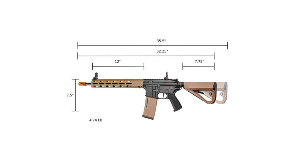 Arcturus LWT MK-III Carbine 12in SPORT AEG SE Starter Pack Airsoft Gun, Black/Tan, AT-ST03-CB-SE-BT-PK