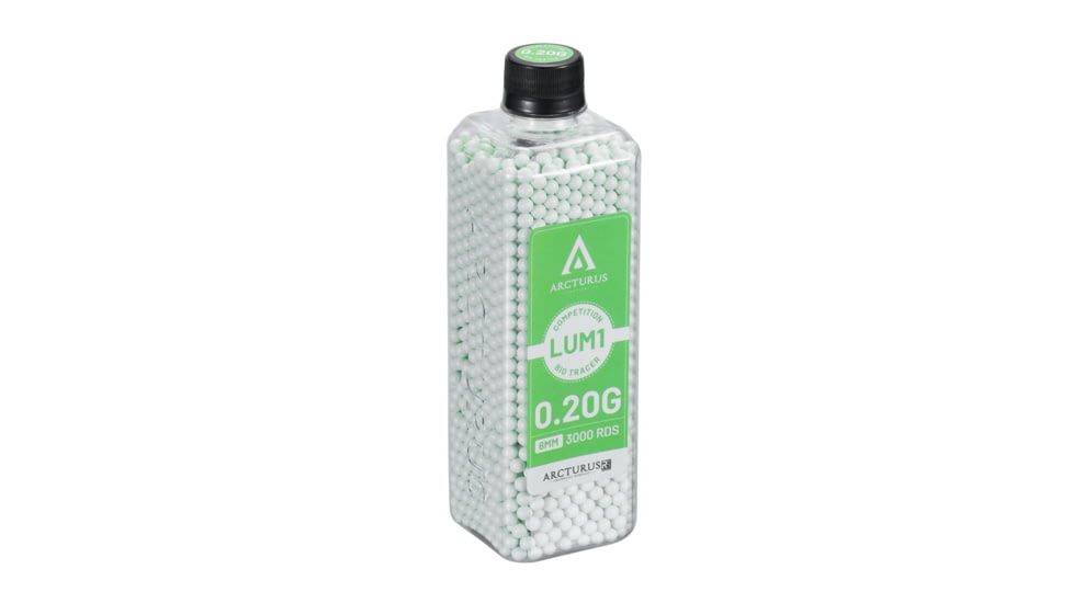 Arcturus RS LUMI Match Grade Biodegradable Green Tracer 6mm BBs Airsoft Gun Ammo, 0.20g, LBB-020-G