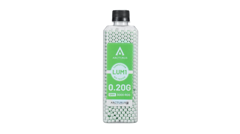 Arcturus RS LUMI Match Grade Biodegradable Green Tracer 6mm BBs Airsoft Gun Ammo, 0.20g, LBB-020-G