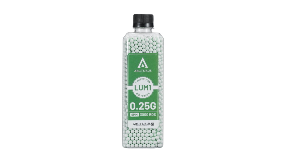 Arcturus RS LUMI Match Grade Biodegradable Green Tracer 6mm BBs Airsoft Gun Ammo, 0.25g, LBB-025-G