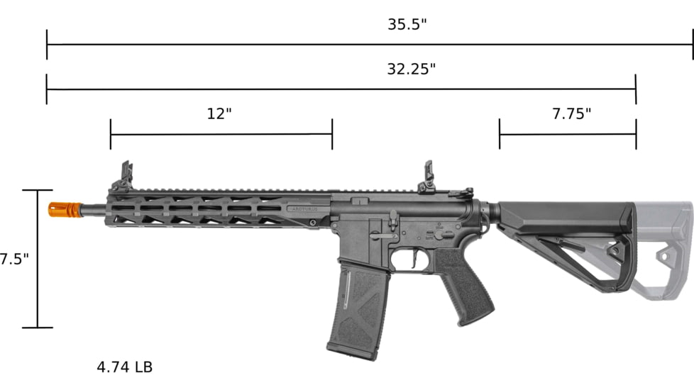 Arcturus Sport Series AEG SE LWT MK-III Carbine 12in Airsoft Gun, Black, AT-ST03-CB-SE-BK
