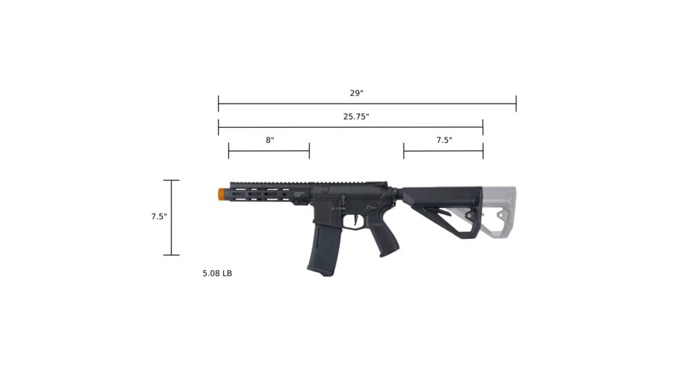 Arcturus Sword Mod1 Sbr Aeg Lite Feature Enhanced, 8in, Black, AT-NY06-SBR-FE