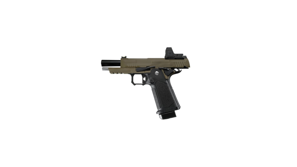 Arcturus Vanguard 4.3in Hi-Capa GBB Airsoft Pistol w/Optics Ready Slide &amp; ARS-1 Red Dot Combo, Black/Tan, AT-GHC-V4-CMB-BT