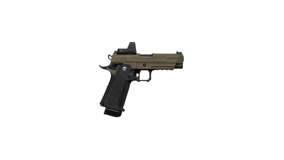 Arcturus Vanguard 4.3in Hi-Capa GBB Airsoft Pistol w/Optics Ready Slide &amp; ARS-1 Red Dot Combo, Black/Tan, AT-GHC-V4-CMB-BT