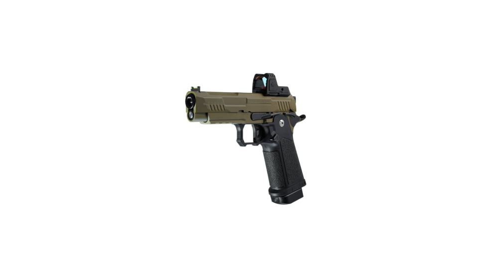Arcturus Vanguard 4.3in Hi-Capa GBB Airsoft Pistol w/Optics Ready Slide &amp; ARS-1 Red Dot Combo, Black/Tan, AT-GHC-V4-CMB-BT