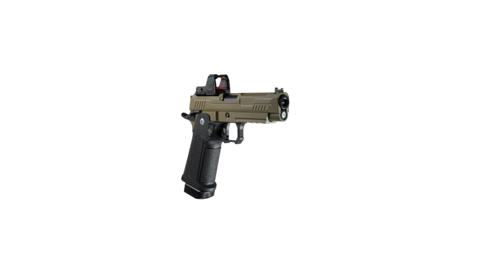 Arcturus Vanguard 4.3in Hi-Capa GBB Airsoft Pistol w/Optics Ready Slide &amp; ARS-1 Red Dot Combo, Black/Tan, AT-GHC-V4-CMB-BT