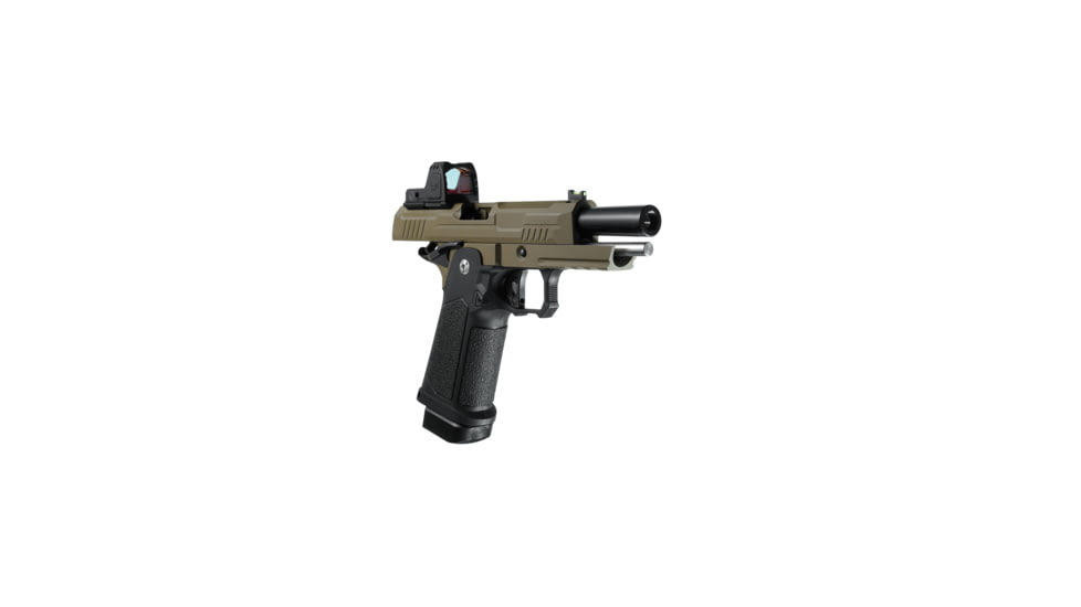 Arcturus Vanguard 4.3in Hi-Capa GBB Airsoft Pistol w/Optics Ready Slide &amp; ARS-1 Red Dot Combo, Black/Tan, AT-GHC-V4-CMB-BT