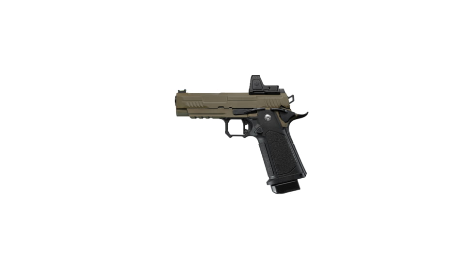 Arcturus Vanguard 4.3in Hi-Capa GBB Airsoft Pistol w/Optics Ready Slide &amp; ARS-1 Red Dot Combo, Black/Tan, AT-GHC-V4-CMB-BT