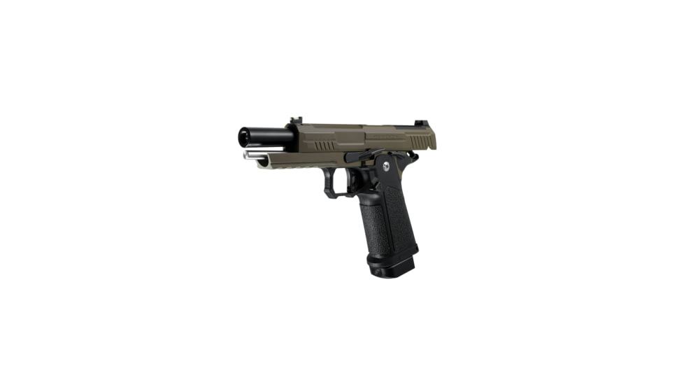 Arcturus Vanguard 5in Hi-Capa GBB Airsoft Pistol w/Optics Ready Slide, Black/Tan, AT-GHC-V5-OR-BT