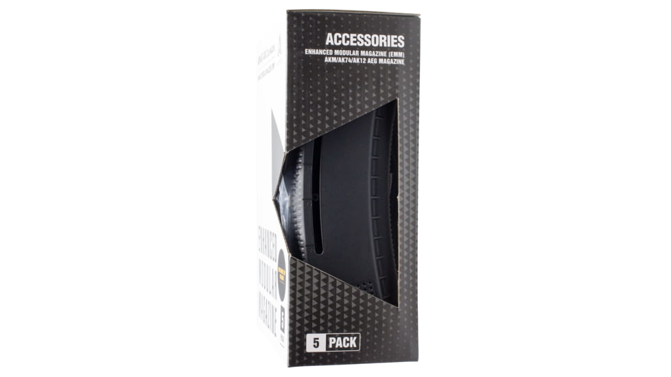 Arcturus Variable-Cap Windowed EMM, AK MOD1, 30/130 Rounds, Rifle Magazine Kit, 5 Pack, Black, 130, MAG-M1K-BK-5P